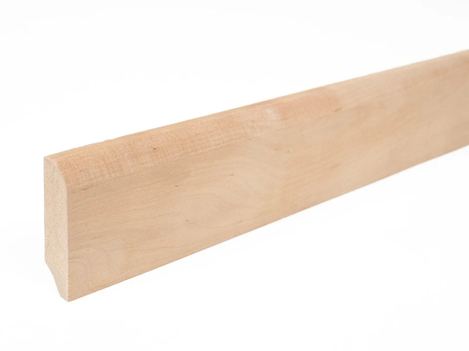 Plinthe en bouleau massif A/B 24 x 80 mm Huile de cire dure Naturelle Blanc 2000 mm avec rayon de 20 mm