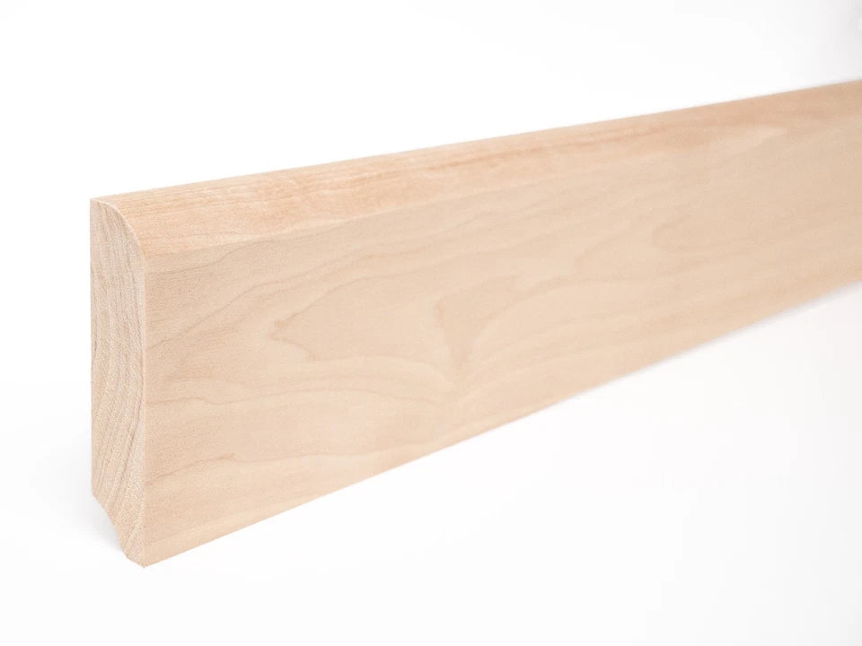 Solid Skirting Board Birch A/B 24x100mm Hard wax oil Natural white 2000 mm with radius 20mm